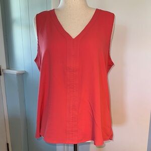 41 Hawthorn Coral Sleeveless V-Neck Blouse